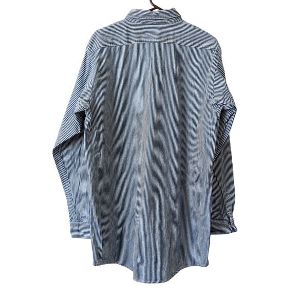 VTG OshKosh B’gosh Top Mens Large Tall Cotton Denim Button Up Western Railroad - Picture 3 of 5